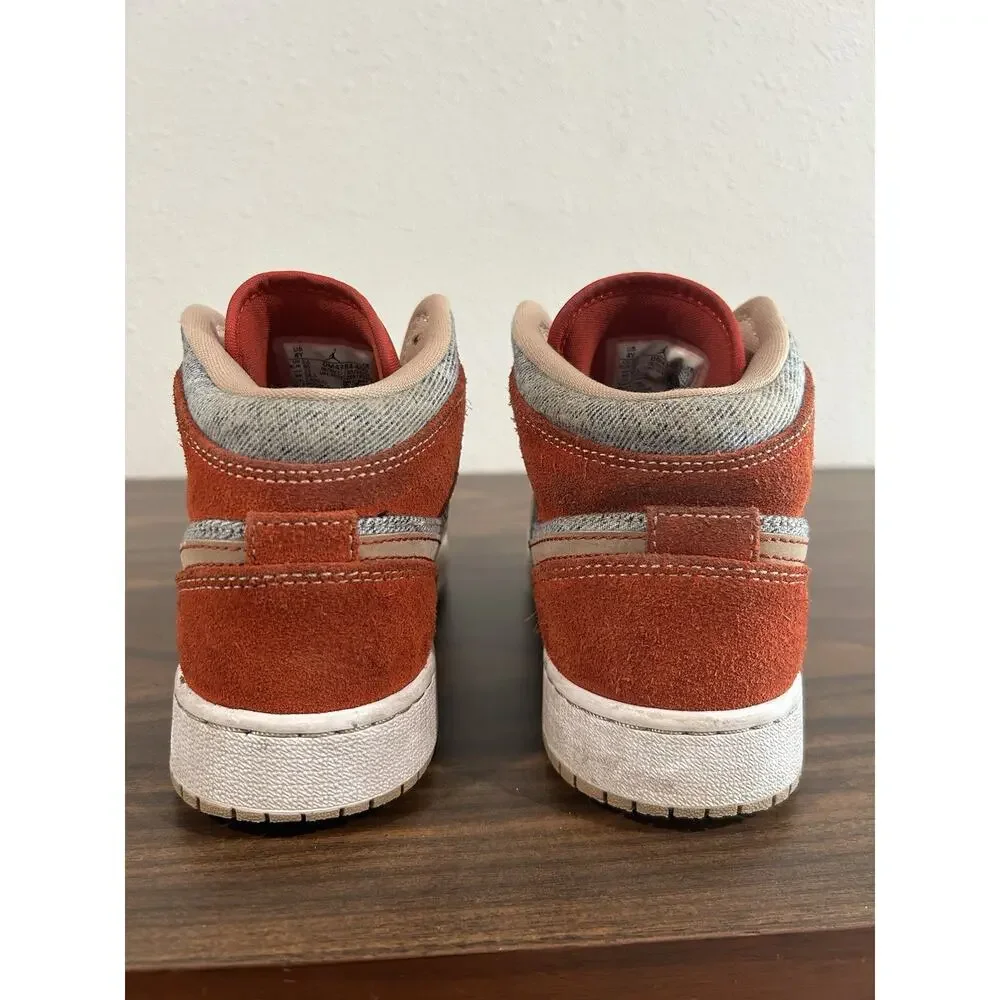 Nike Air Jordan 1 Mid SE 4Y Shoes “Denim Red”‎ GS DM4384-600 Sneaker Cinnabar